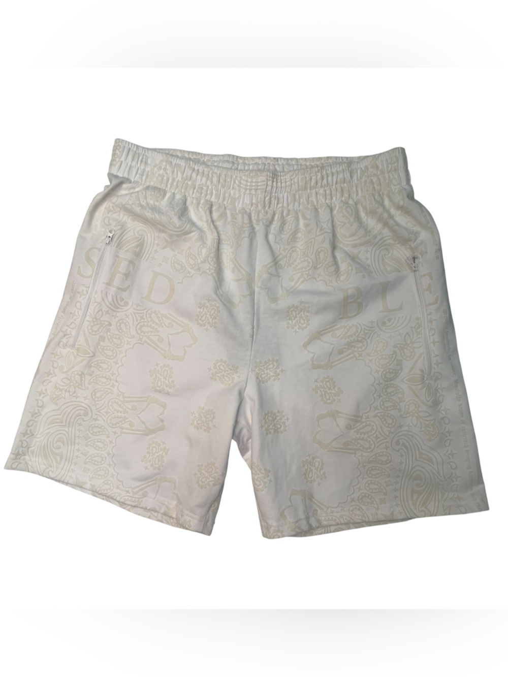 Sz Various blessed Men's White Patterned Athletic Shorts